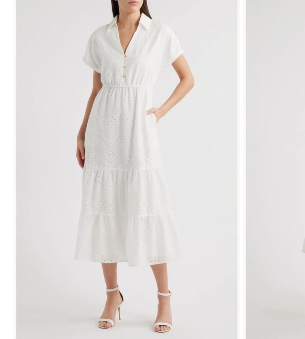 Sam Edelman eyelet maxi shirtdress size S